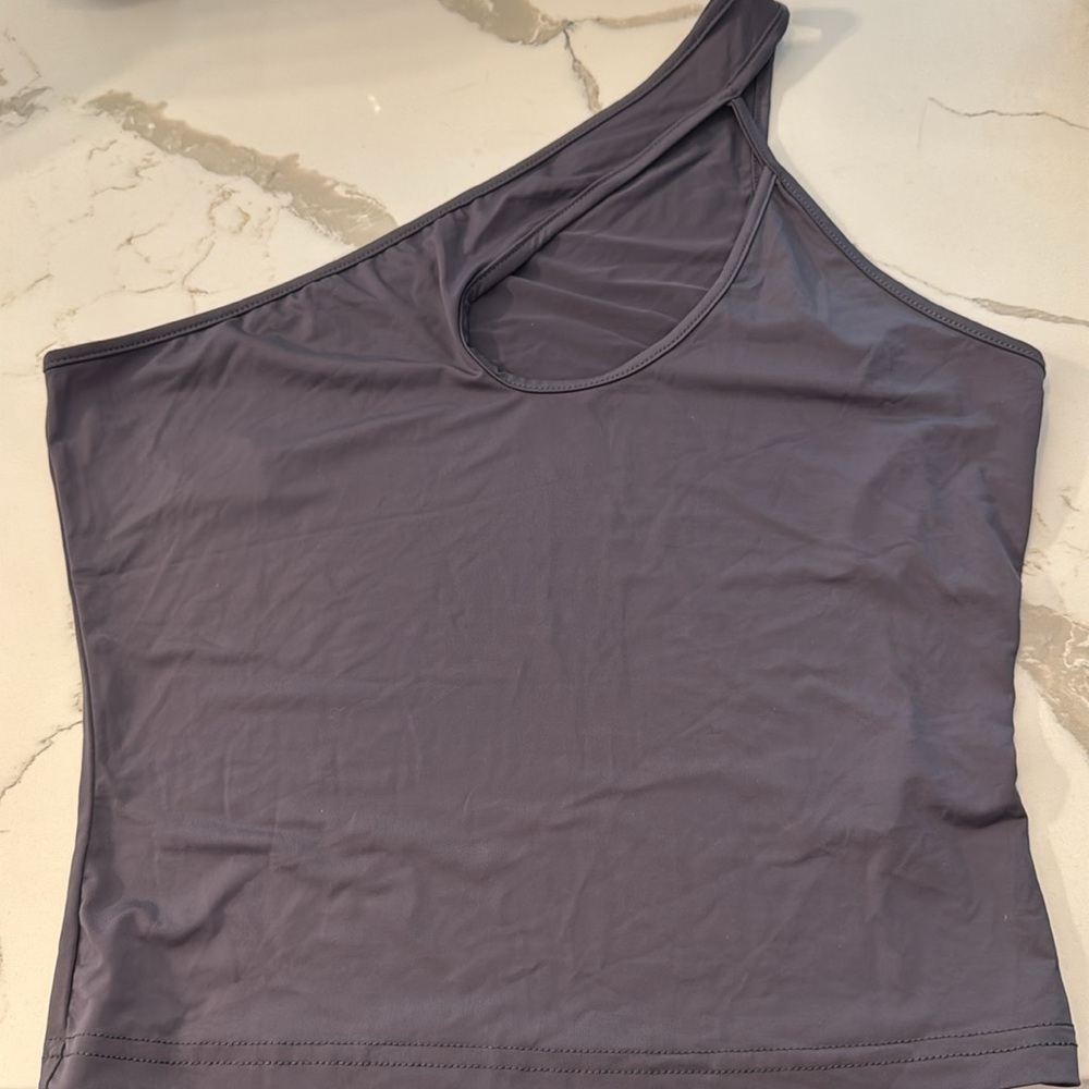 🔵 SHEIN One-Shoulder Cut-Out Front Top Size Medium - Picture 3 of 4